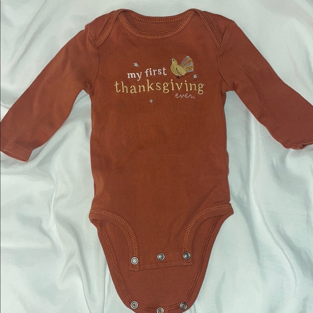 3/$10 Thanksgiving Baby Bodysuit - Rust